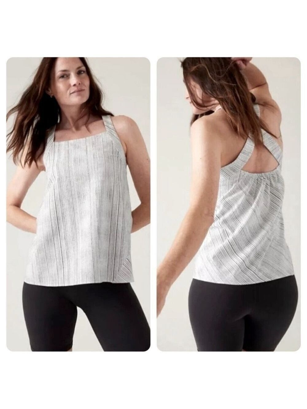 NWT Athleta Arrival Tank in Amara Stripe Criss Cross Size Small Brand New